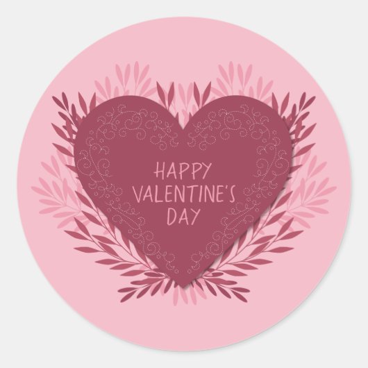 Happy Valentine's Day Ronde Sticker (Voorkant)