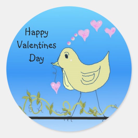 Happy Valentines Day Ronde Sticker (Voorkant)
