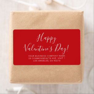 Happy Valentine's Day rood wit script adres Etiket