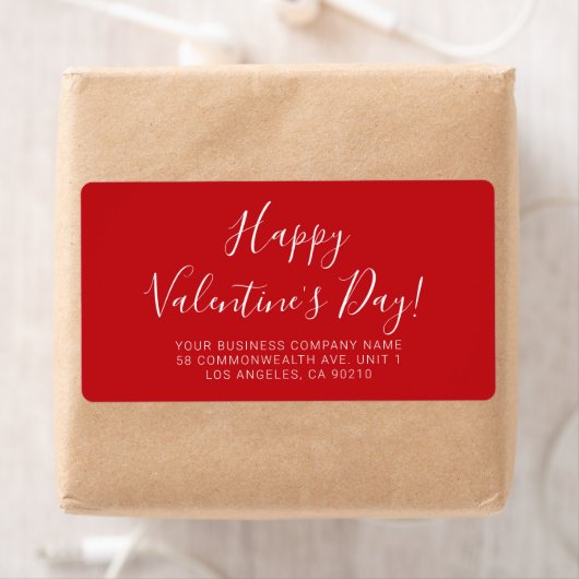 Happy Valentine's Day rood wit script adres Etiket (Insitu)