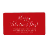 Happy Valentine's Day rood wit script adres Etiket (Voorkant)