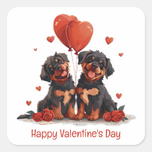 Happy Valentines Day Rottweiler Dogs Vierkante Sticker