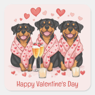 Happy Valentines Day Rottweiler Dogs Vierkante Sticker