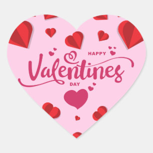 Happy Valentines Day Roze Heart Sticker