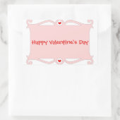 Happy Valentine's Day Roze Scroll Rechthoekige Sticker (Tas)
