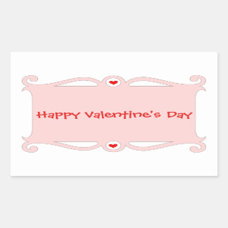 Happy Valentine's Day Roze Scroll Rechthoekige Sticker