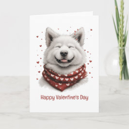 Happy Valentines Day Samoyed Dog Feestdagen Kaart