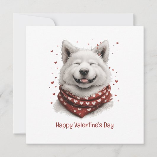 Happy Valentines Day Samoyed Dog Feestdagenkaart (Voorkant)