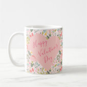 Happy Valentines Day script cute pink heart Koffiemok (Links)