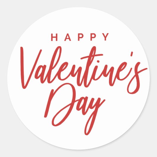 Happy Valentine's Day Script Ronde Sticker (Voorkant)