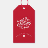 Happy Valentine's Day script Rood en Wit Cadeaulabel (Voorkant)