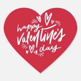 Happy Valentine's Day script Rood en Wit Hart Sticker