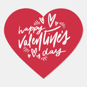Happy Valentine's Day script Rood en Wit Hart Sticker