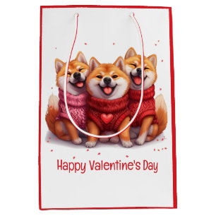 Happy Valentines Day Shiba Inu Dogs Medium Cadeauzakje
