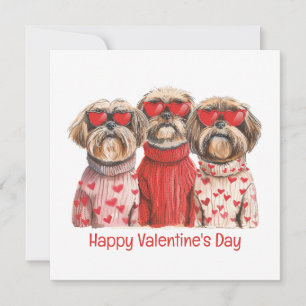 Happy Valentines Day Shih Tzu Dogs Feestdagenkaart