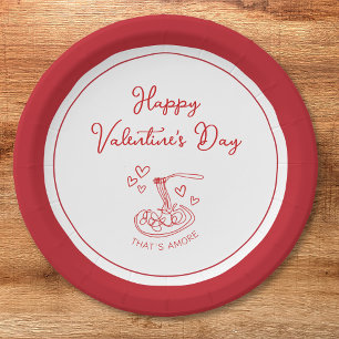 Happy Valentine's Day Simple That's Amore Red Papieren Bordje