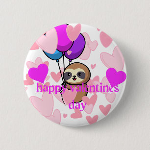 happy valentines day sloth button