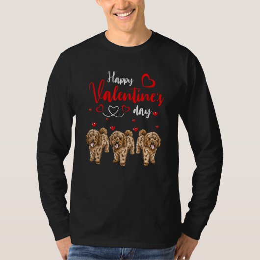 Happy Valentine's Day Three Cute Cockapoo Dogs Lov T-shirt (Voorkant)