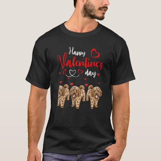 Happy Valentine's Day Three Cute Cockapoo Dogs Lov T-shirt (Voorkant)
