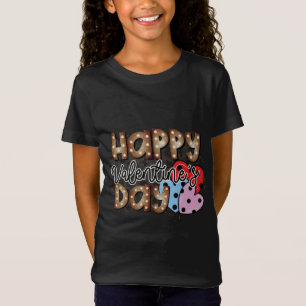 Happy Valentines Day Tomte Drie roze harten Garde T-shirt