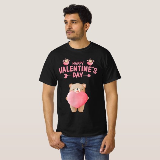 HAPPY VALENTINE'S DAY VALENTIJN BEER T-SHIRT (Voorkant volledig)