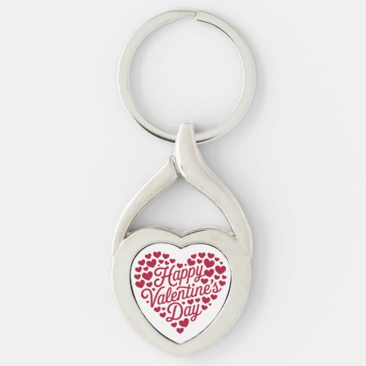 Happy Valentines Day Valentijn Love Heart Sleutelhanger (Voorkant)