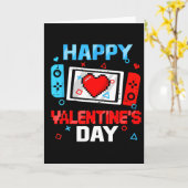 Happy Valentines Day Video Game Controller Heart B Kaart (Gele Bloem)