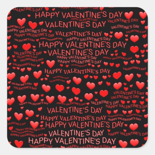 Happy Valentine's Day Vierkante Sticker (Voorkant)