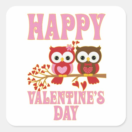 Happy Valentine's Day Vierkante Sticker (Voorkant)