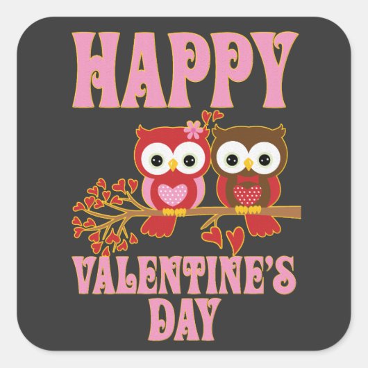 Happy Valentine's Day Vierkante Sticker (Voorkant)
