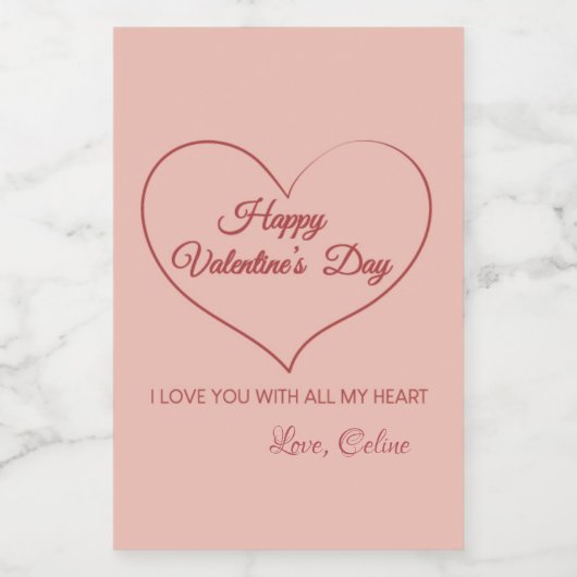 Happy Valentine's Day Voedselcontainer Etiket (Enkel label)