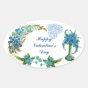 Happy Valentines Day Waterverf Floral Ovale Sticker