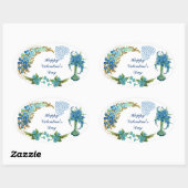 Happy Valentines Day  Waterverf Floral Ovale Sticker (Vel)