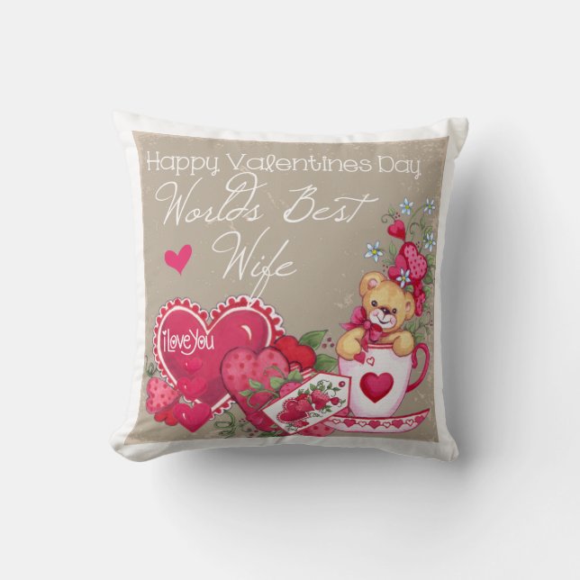 Happy Valentines Day Wife Pillow Kussen (Voorkant)