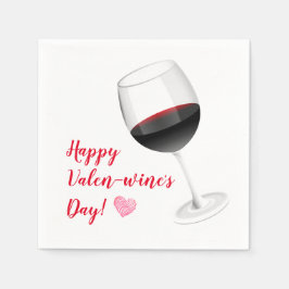 Happy Valentines Day Wine Lovers Paper Napkins Servet