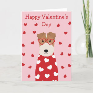 Happy Valentines Day Wire Fox Terrier Dog Feestdagen Kaart