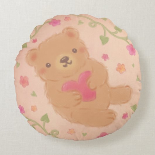 Happy Valentine's Day with Teddy Bear Rond Kussen (Voorkant)