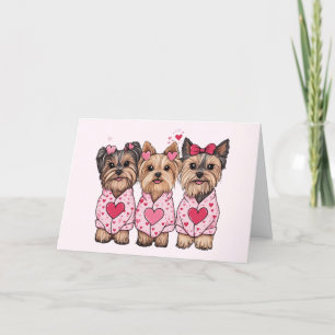 Happy Valentines Day Yorkie Dogs Feestdagen Kaart