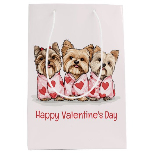 Happy Valentines Day Yorkshire Terrier Honden Medium Cadeauzakje (Voorkant)