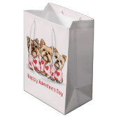 Happy Valentines Day Yorkshire Terrier Honden Medium Cadeauzakje (Achterkant Gekanteld)