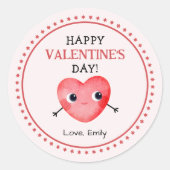 Happy Valentine's heart Ronde Sticker (Voorkant)
