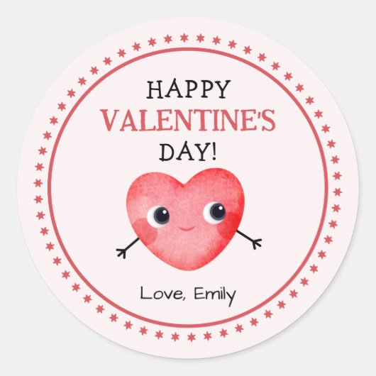 Happy Valentine's heart Ronde Sticker (Voorkant)