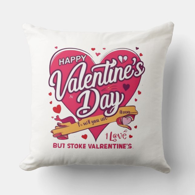 Happy Valentin's Day Heart Sierkussen (Voorkant)