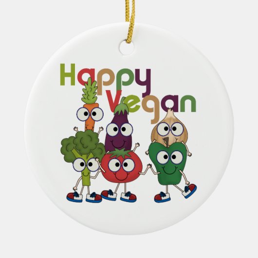 Happy Vegan Keramisch Ornament (Voorkant)