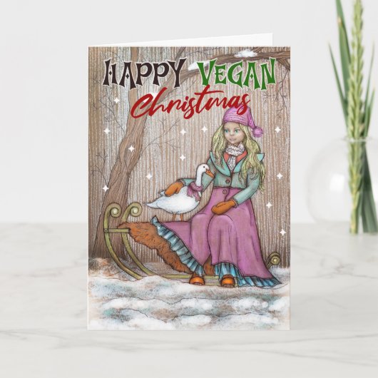 Happy Vegan Kerstmis, Cute Kaart (Voorkant)