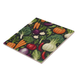 Happy Vegetables Gezond Voedsel Populair Collectie Tegeltje