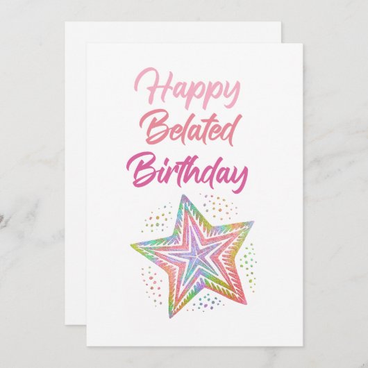 Happy Verlaat Verjaardag Kaart (Voorkant / Achterkant)