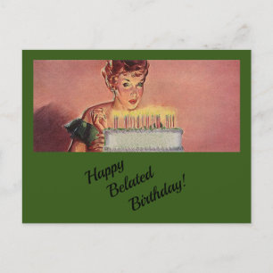 Happy Verlaat Verjaardag wenst  retro stijl Feestdagenkaart