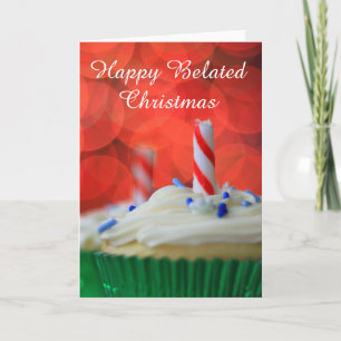 Happy Verlate Christmas cupcake kaart