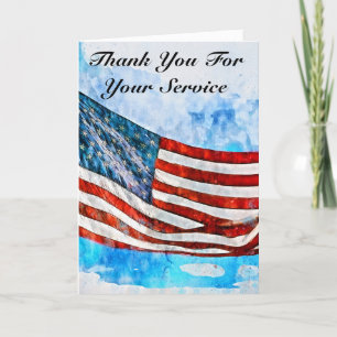 Happy Veteran Day Waterverf Amerika vlag Dank je w Bedankkaart